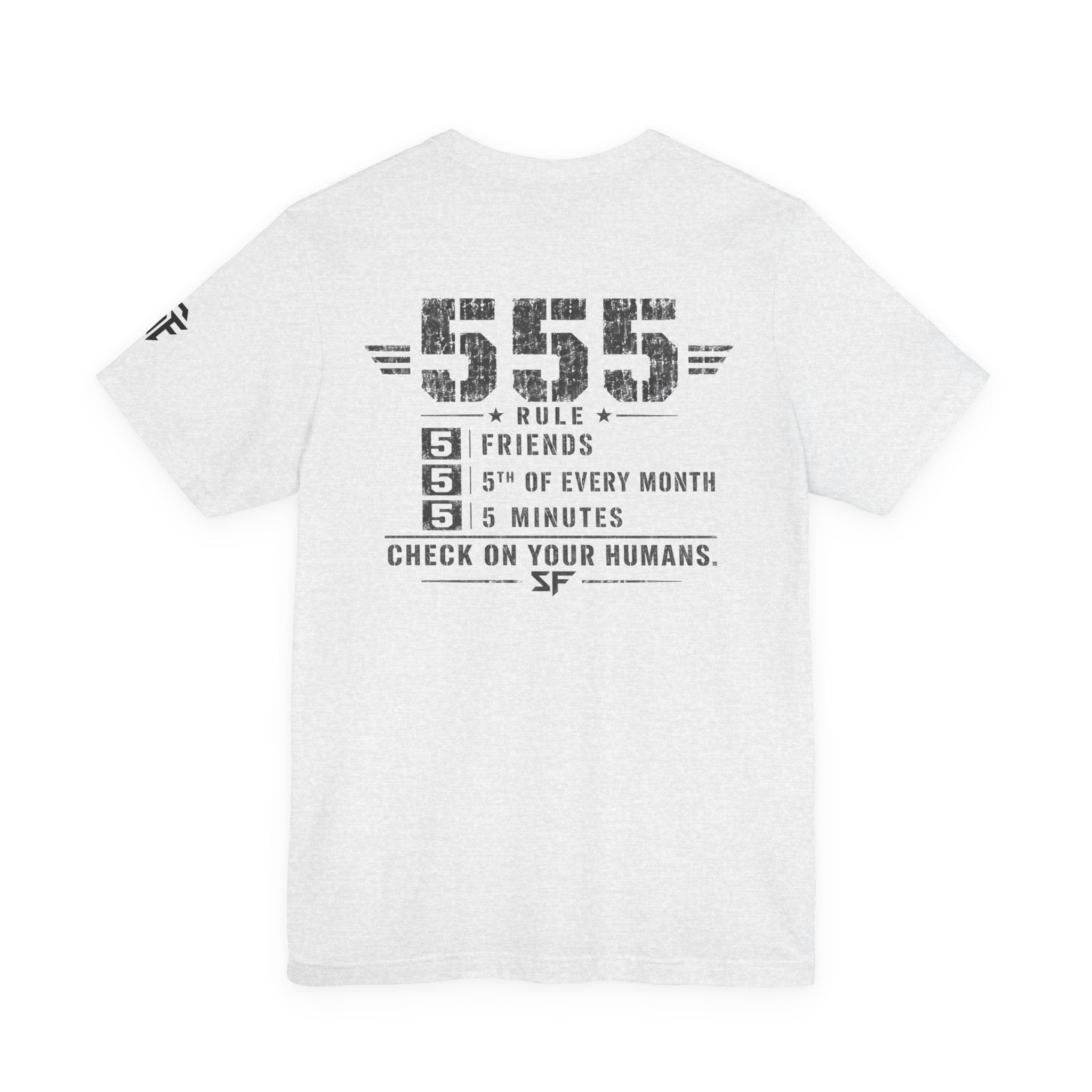 555 Rule T-Shirt — '5 Friends, 5th of Every Month, 5 Minutes' Motivational Tee