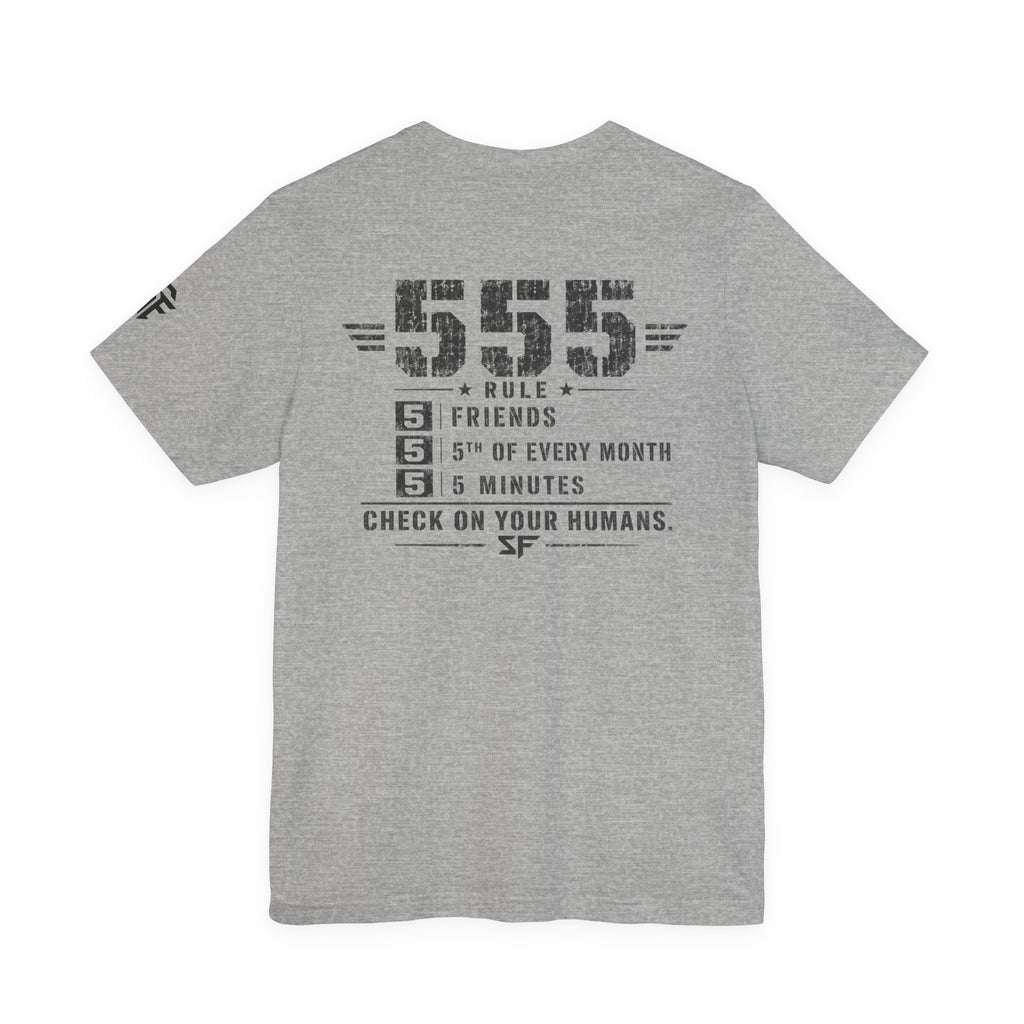 555 Rule T-Shirt — '5 Friends, 5th of Every Month, 5 Minutes' Motivational Tee