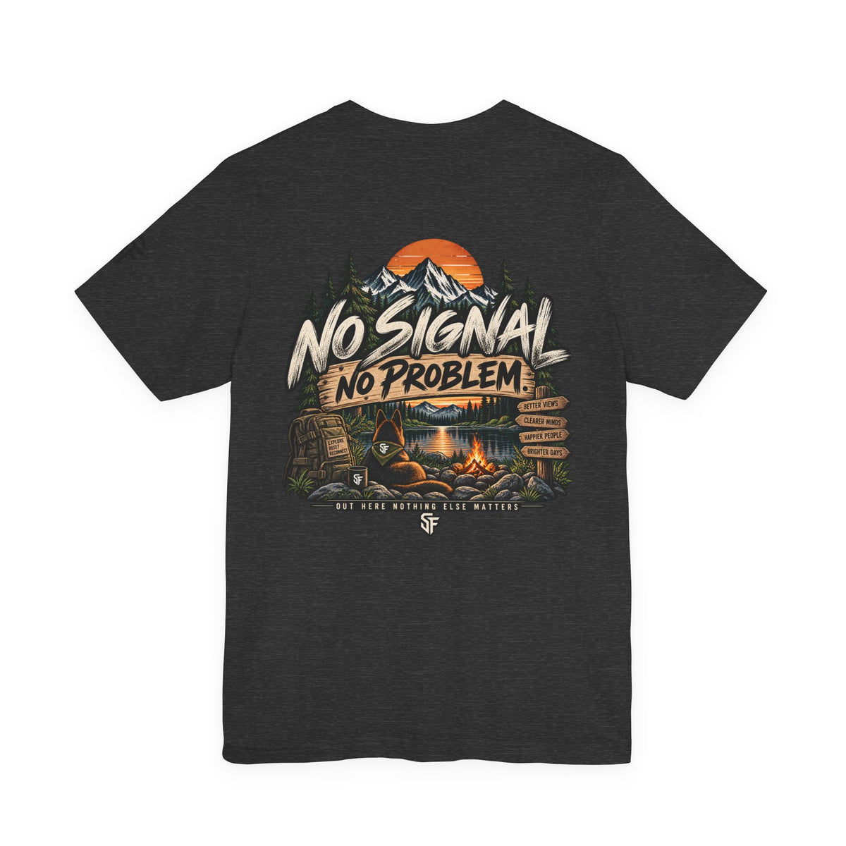 No Signal, No Problem Dog Camping Adventure Tee