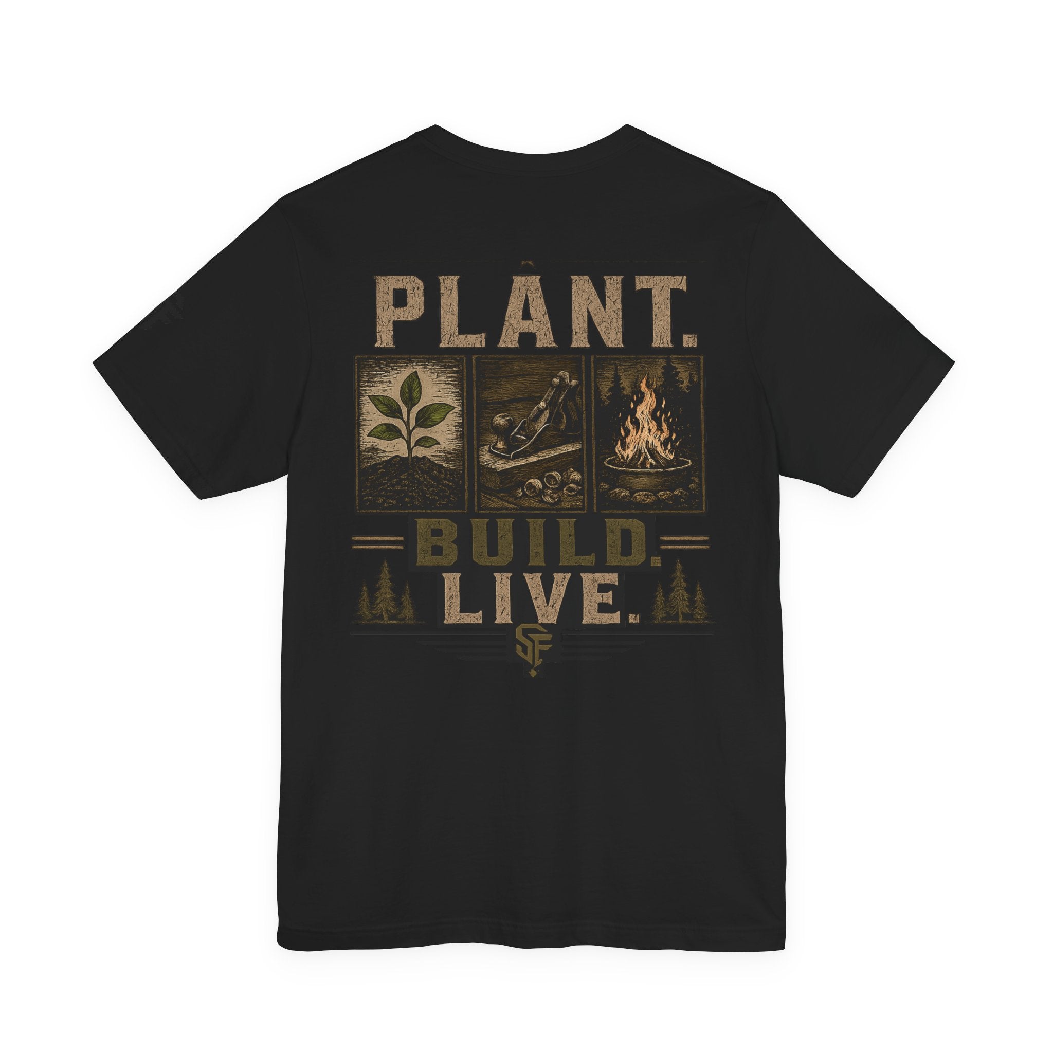 Plant Build Live Graphic Tee — Outdoor Gardening & Homesteading Shirt