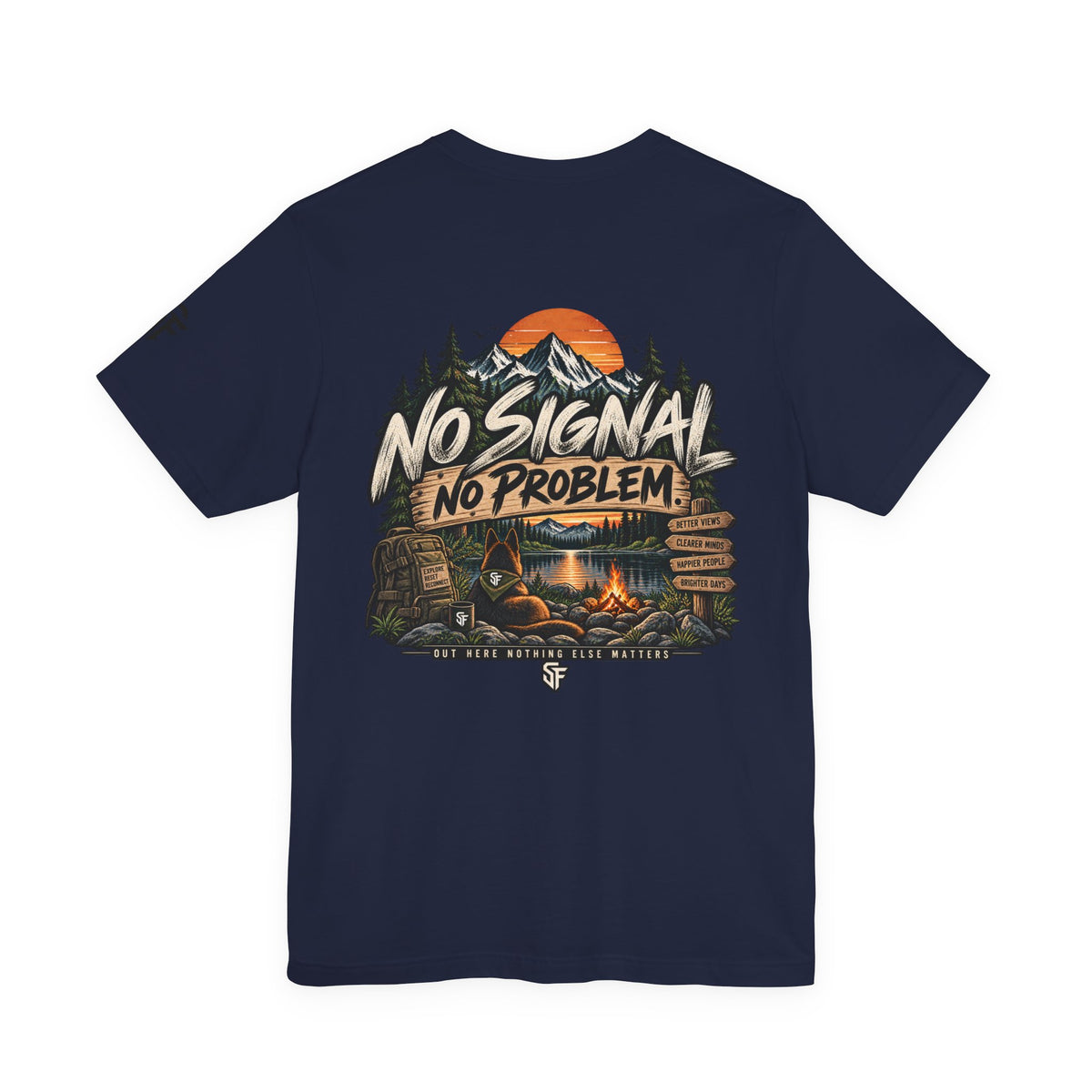 No Signal, No Problem Dog Camping Adventure Tee