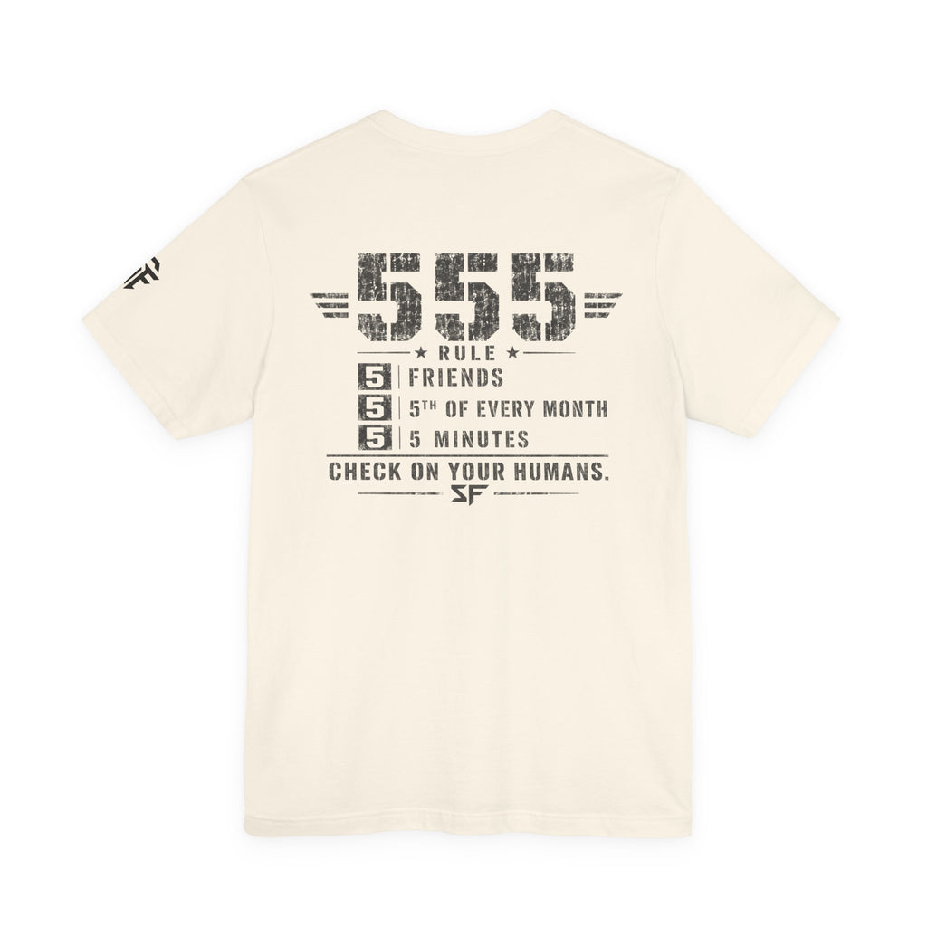 555 Rule T-Shirt — '5 Friends, 5th of Every Month, 5 Minutes' Motivational Tee