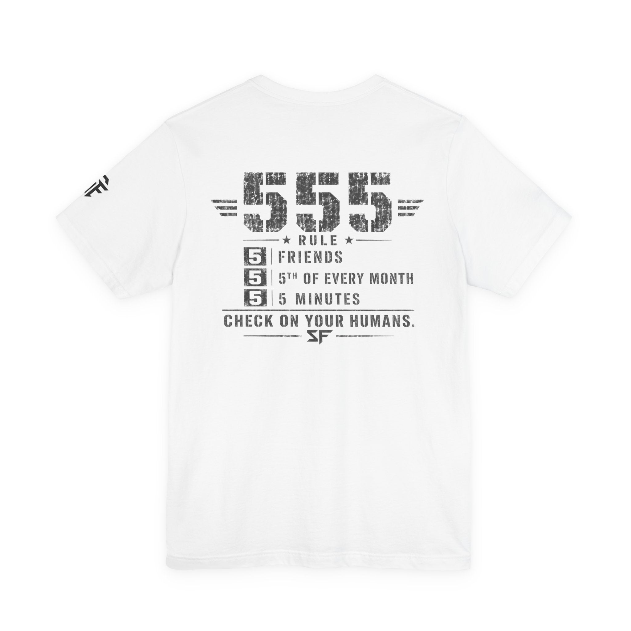 555 Rule T-Shirt — '5 Friends, 5th of Every Month, 5 Minutes' Motivational Tee
