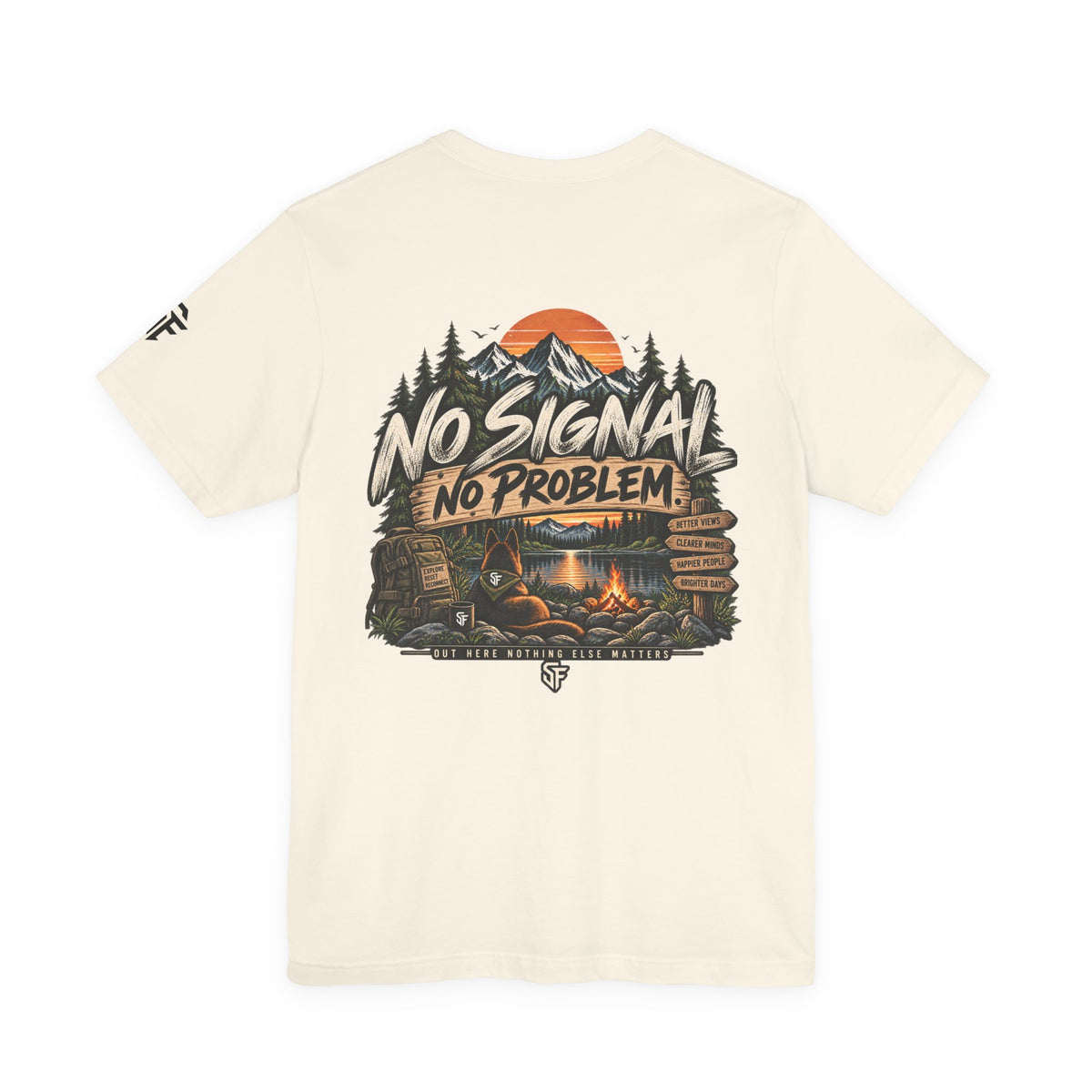 No Signal, No Problem Dog Camping Adventure Tee